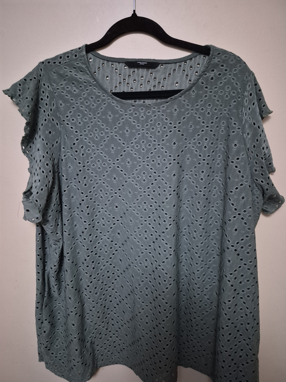 Vero Moda Sage Green Eyelet Short Sleeve Blouse